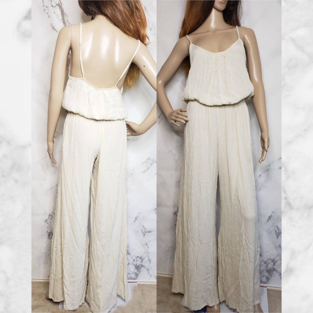 Elan NWT wide leg cream colored romper jumpsuit - Picture 1 of 5
